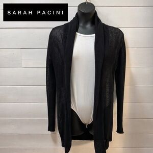 SARAH PACINI – Black Open-Front Knit Cardigan – One Size